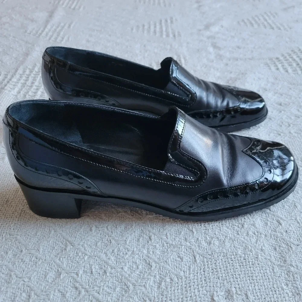 𝅺AMALFI BY RANGONI Black  Low Heel Leather Slip On Loafer - Picture 5 of 13